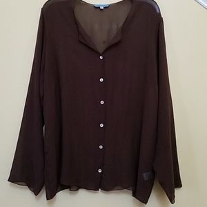 Johnny Was sheer silk blouse